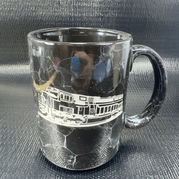 Linyi Ceramic Tall Coffee Mug Cup Black Marble Glaze Coffee Mug Cup Road Train - Picture 6 of 12